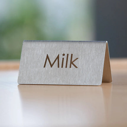 Biển Bàn Đồ Uống "Milk" Service Ideas 1C-BF-MILK-MOD 7.6 cm x 3.8 cm, Inox Bề Mặt Mờ