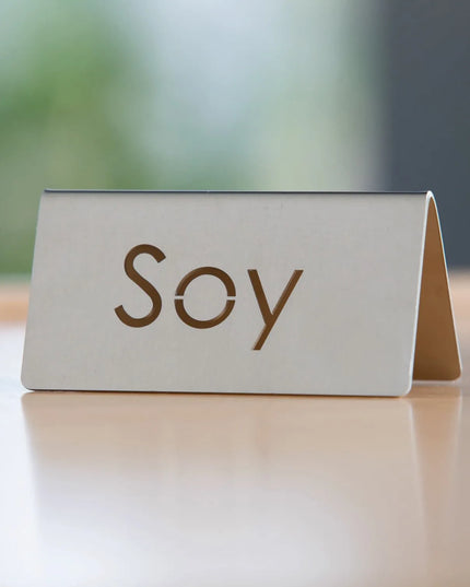 Biển Bàn Đồ Uống "Soy" Service Ideas 1C-BF-SOY-MOD 7.6 cm x 3.8 cm, Inox Bề Mặt Mờ