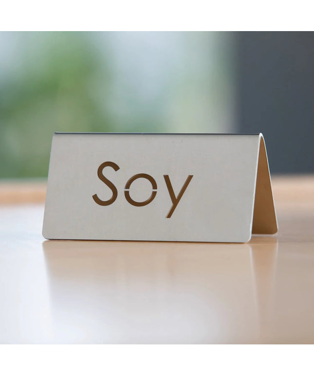 Biển Bàn Đồ Uống "Soy" Service Ideas 1C-BF-SOY-MOD 7.6 cm x 3.8 cm, Inox Bề Mặt Mờ