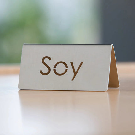 Biển Bàn Đồ Uống "Soy" Service Ideas 1C-BF-SOY-MOD 7.6 cm x 3.8 cm, Inox Bề Mặt Mờ