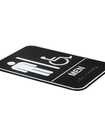 Biển Báo Nam/Người Khuyết Tật Vollrath 5631 15.2 x 22.9 cm - Chữ Nổi Braille, Trắng Trên Nền Đen