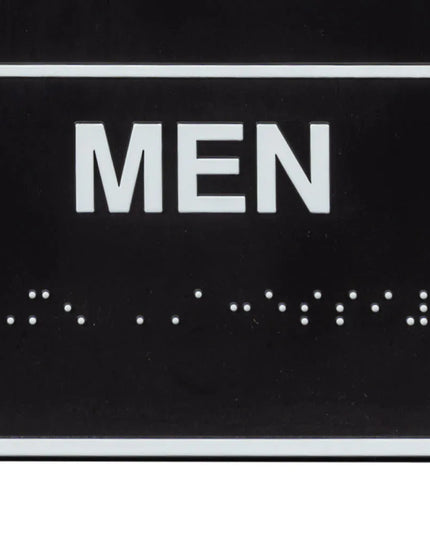 Biển Báo Nam/Người Khuyết Tật Vollrath 5631 15.2 x 22.9 cm - Chữ Nổi Braille, Trắng Trên Nền Đen
