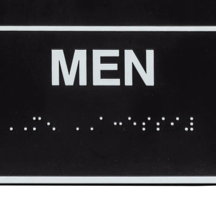 Biển Báo Nam/Người Khuyết Tật Vollrath 5631 15.2 x 22.9 cm - Chữ Nổi Braille, Trắng Trên Nền Đen