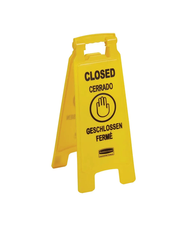 Biển Báo Sàn "Closed" Rubbermaid FG611278 YEL Đa Ngôn Ngữ 2 Mặt Màu Vàng