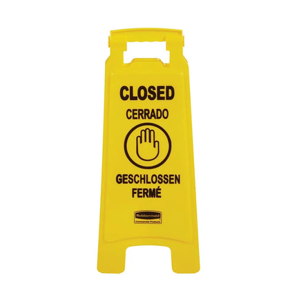 Biển Báo Sàn "Closed" Rubbermaid FG611278 YEL Đa Ngôn Ngữ 2 Mặt Màu Vàng