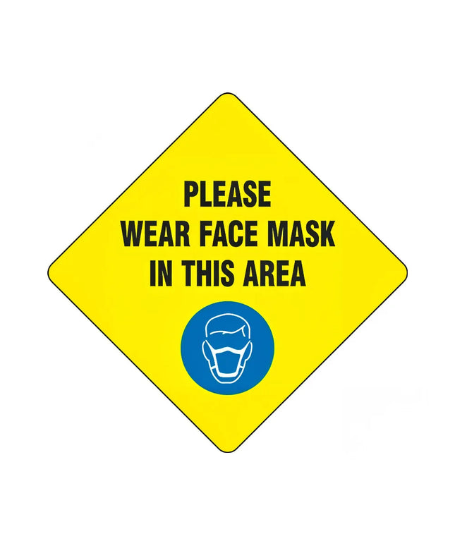 Biển Báo Sàn "Please Wear a Face Mask" Accuform Signs MFS430 30.5 cm - Vinyl Dán Ép Nhiệt, Vàng