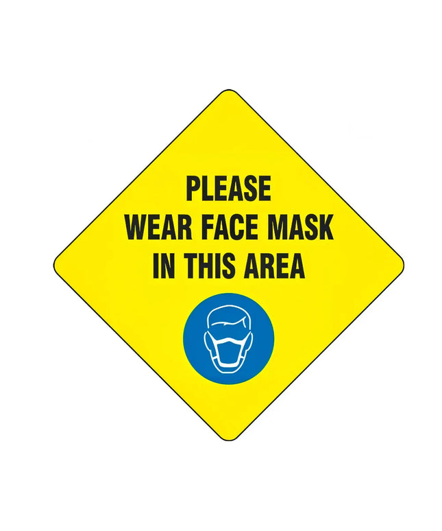 Biển Báo Sàn "Please Wear a Face Mask" Accuform Signs MFS432 43.2 cm - Vinyl Dán Ép Nhiệt, Vàng