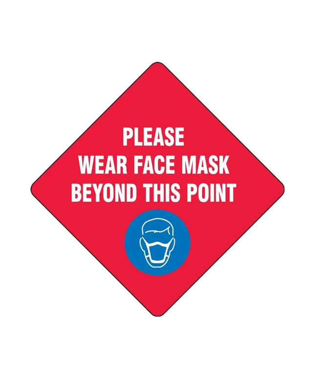 Biển Báo Sàn "Please Wear a Face Mask" Accuform Signs MFS436 43.2 cm - Vinyl Dán Ép Nhiệt, Đỏ