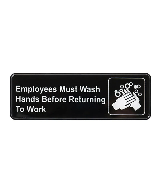 Biển Báo Winco SGN-322 EMPLOYEES MUST WASH HANDS BEFORE RETURNING TO WORK, Có Biểu Tượng, 7.6 x 22.9 cm, Đen