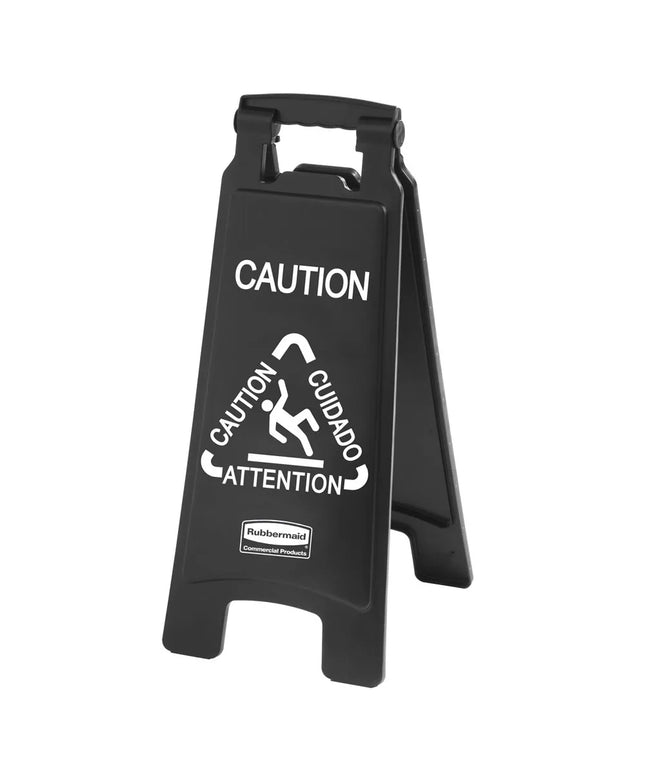 Biển Cảnh Báo Sàn Ướt Rubbermaid 1867505 Đa Ngôn Ngữ 2 Mặt Màu Đen
