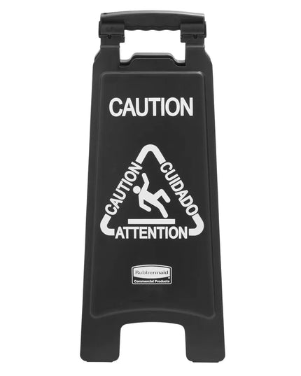 Biển Cảnh Báo Sàn Ướt Rubbermaid 1867505 Đa Ngôn Ngữ 2 Mặt Màu Đen