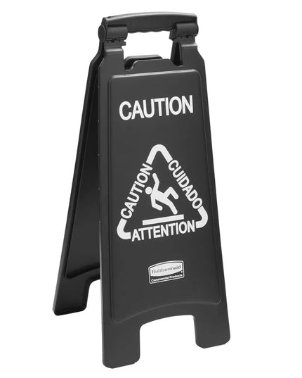 Biển Cảnh Báo Sàn Ướt Rubbermaid 1867505 Đa Ngôn Ngữ 2 Mặt Màu Đen