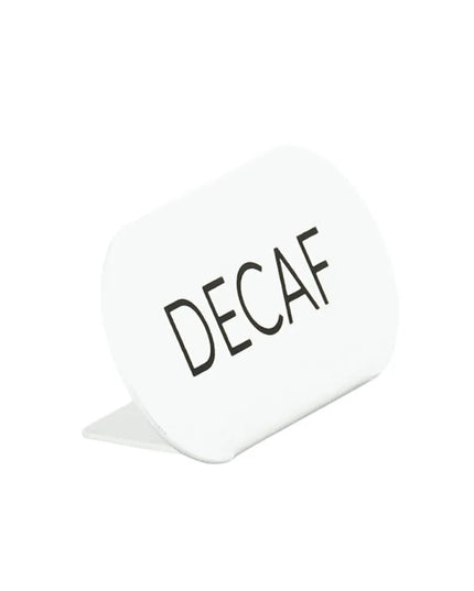 Biển Hiệu Bàn "Decaf" Cal-Mil 23401-2-15 11.4 cm x 5.1 cm, Kim Loại, Trắng