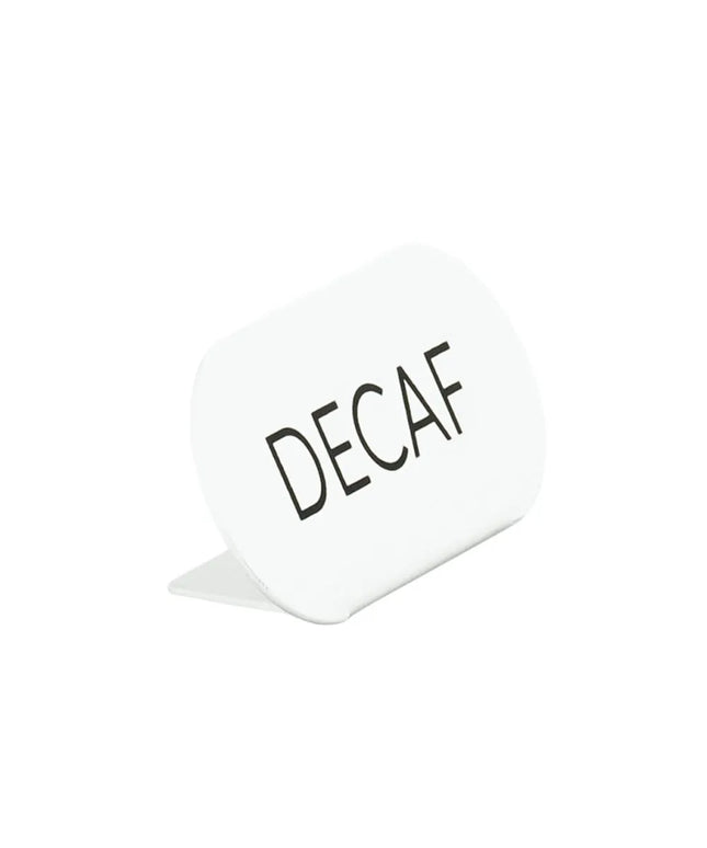 Biển Hiệu Bàn "Decaf" Cal-Mil 23401-2-15 11.4 cm x 5.1 cm, Kim Loại, Trắng