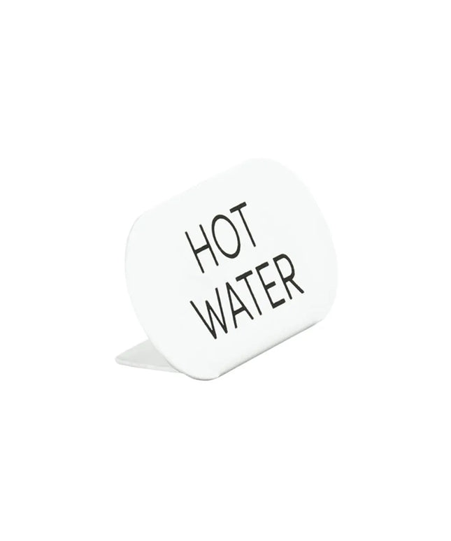 Biển Hiệu Bàn "Hot Water" Cal-Mil 23401-3-15 11.4 cm x 5.1 cm, Kim Loại, Trắng