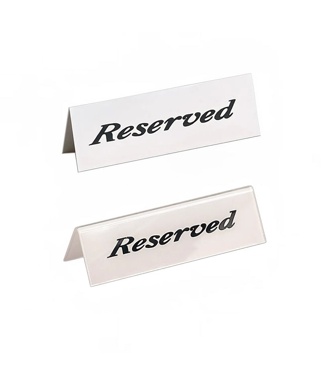 Biển Hiệu Bàn "Reserved" American Metalcraft 2600 5.1 cm x 15.2 cm, Trắng/Đen