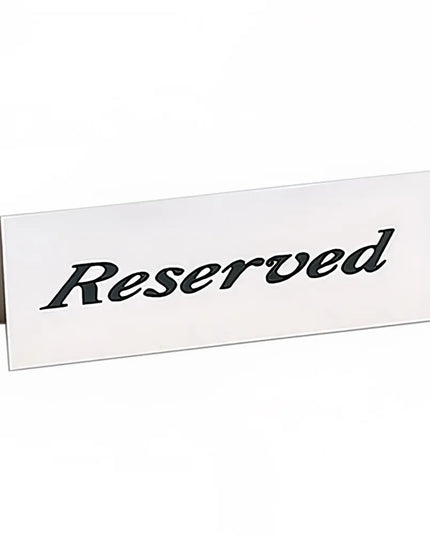Biển Hiệu Bàn "Reserved" American Metalcraft 2600 5.1 cm x 15.2 cm, Trắng/Đen