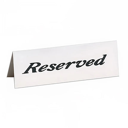 Biển Hiệu Bàn "Reserved" American Metalcraft 2600 5.1 cm x 15.2 cm, Trắng/Đen