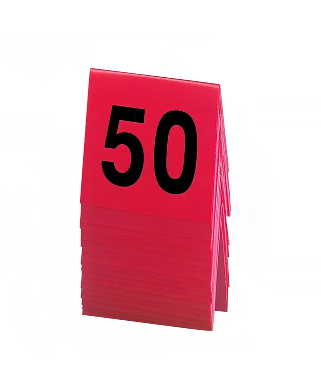 Biển Số Bàn Hình Tam Giác Cal-Mil 226-1 Số #26-50, 7.6 cm x 7.6 cm, Đỏ/Đen