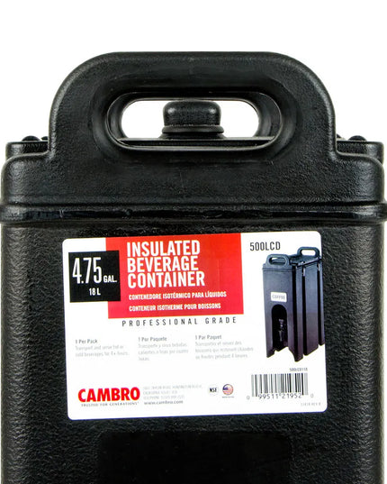Bình Đựng Đồ Uống Cách Nhiệt Cambro 500LCD110 Camtainer 18.9 Lít Đen