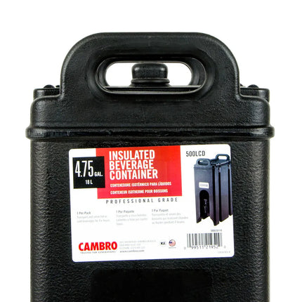 Bình Đựng Đồ Uống Cách Nhiệt Cambro 500LCD110 Camtainer 18.9 Lít Đen