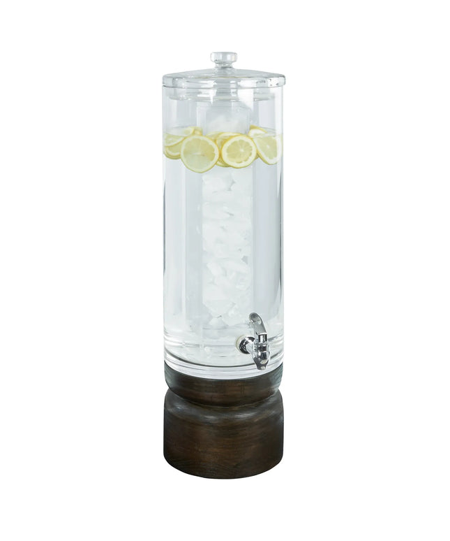 Bình Đựng Nước Cal-Mil 22441-3-112 Tròn 25.4 cm - Cao 73.7 cm, Thân Nhựa Trong/Đế Gỗ Sồi Nhuộm Tối Vintage
