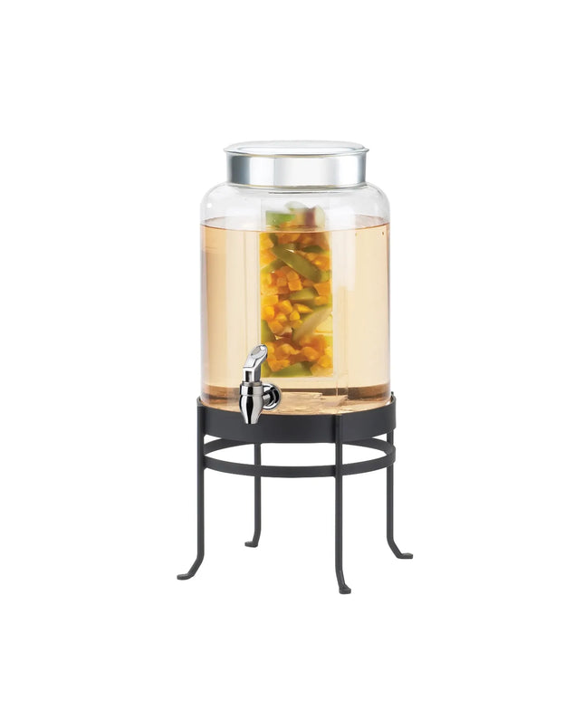 Bình Đựng Nước Thủy Tinh Cal-Mil 1580-2INF-13 SoHo Tròn 7.6 lít Ngăn Infuser - Đế Kim Loại Đen