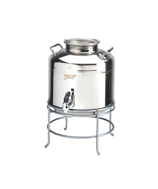 Bình Đựng Nước Thủy Tinh Cal-Mil 3497-3-55 Tròn 11.4 lít - Đế Inox Bạc
