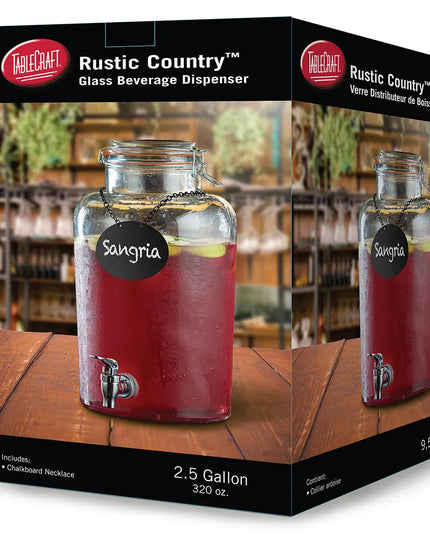 Bình Đựng Nước Thủy Tinh Tablecraft BDG2000 Rustic Country™ Tròn 7.6 lít - Trong Suốt