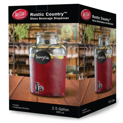 Bình Đựng Nước Thủy Tinh Tablecraft BDG2000 Rustic Country™ Tròn 7.6 lít - Trong Suốt
