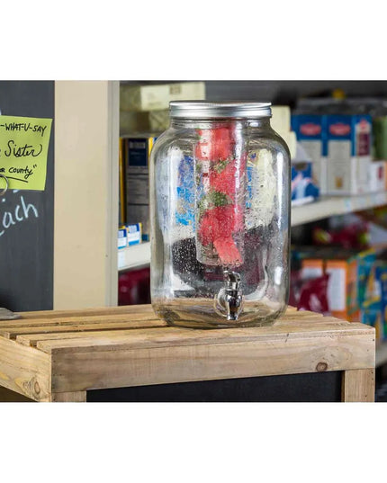 Bình Đựng Nước Thủy Tinh Tablecraft BDG3000 Mason Jar™ Tròn 7.6 lít Kèm Infuser - Trong Suốt