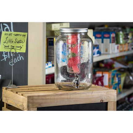 Bình Đựng Nước Thủy Tinh Tablecraft BDG3000 Mason Jar™ Tròn 7.6 lít Kèm Infuser - Trong Suốt