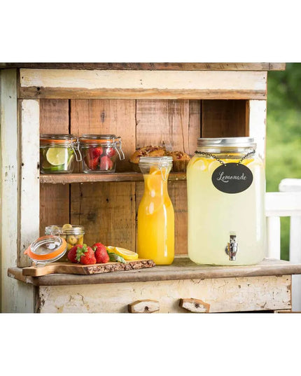 Bình Đựng Nước Thủy Tinh Tablecraft BDG3000 Mason Jar™ Tròn 7.6 lít Kèm Infuser - Trong Suốt