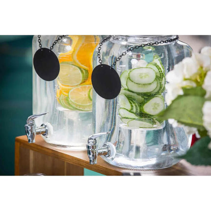 Bình Đựng Nước Thủy Tinh Tablecraft BDG3000 Mason Jar™ Tròn 7.6 lít Kèm Infuser - Trong Suốt