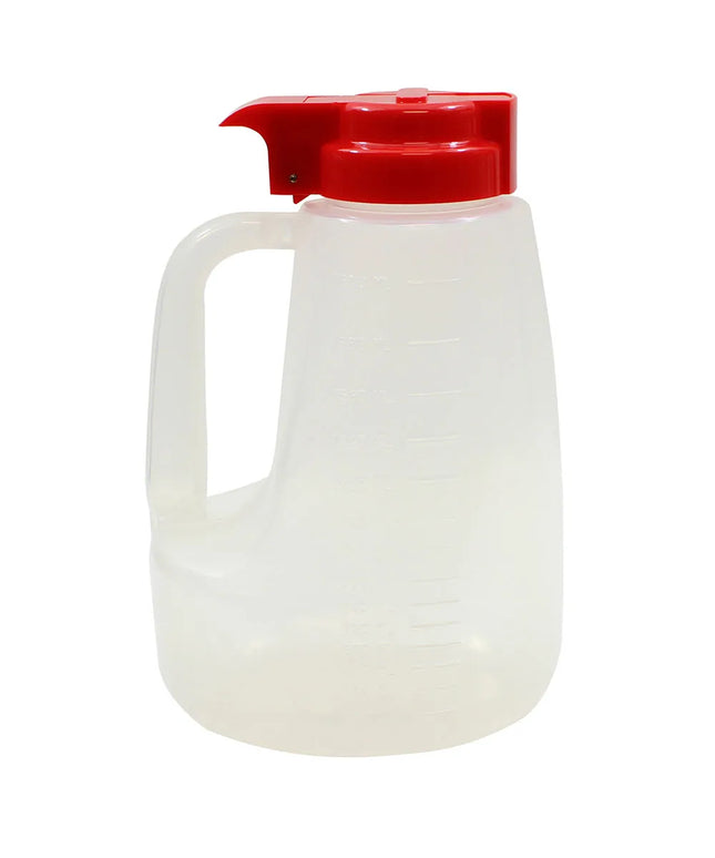Bình Đựng Siro Chống Nhỏ Giọt Tablecraft PP64R Option™ Tròn 1.9 l - Nhựa Polypropylene, Nắp Nhựa Đỏ