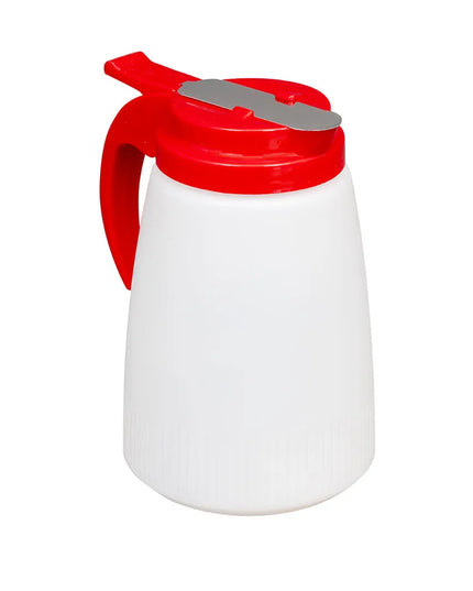 Bình Đựng Siro Chống Nhỏ Giọt Vollrath 632-02 Dripcut® Cafe Color Trụ Tròn 946 ml - Nhựa Polyethylene Trắng, Nắp Nhựa Đỏ