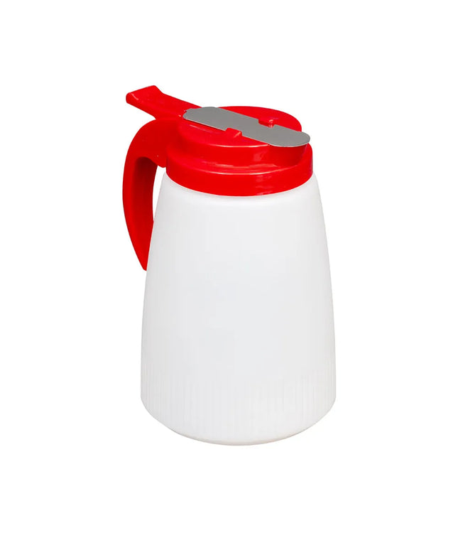 Bình Đựng Siro Chống Nhỏ Giọt Vollrath 632-02 Dripcut® Cafe Color Trụ Tròn 946 ml - Nhựa Polyethylene Trắng, Nắp Nhựa Đỏ