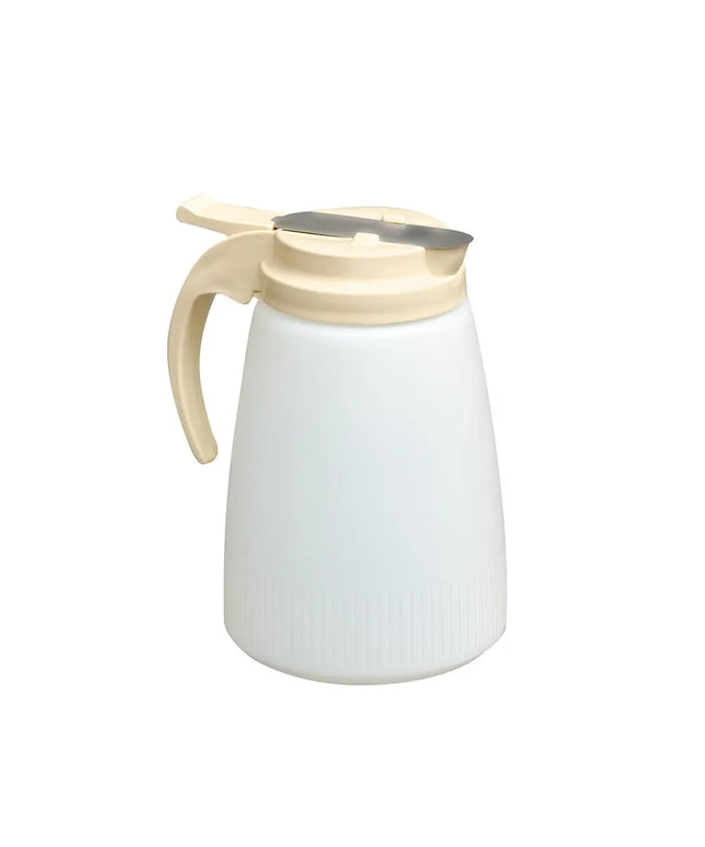 Bình Đựng Siro Chống Nhỏ Giọt Vollrath 632-18 Dripcut® Cafe Color Trụ Tròn 946 ml - Nhựa Polyethylene Trắng, Nắp Nhựa Almond