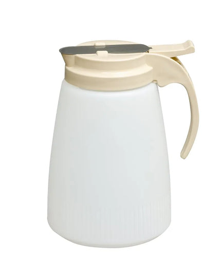 Bình Đựng Siro Chống Nhỏ Giọt Vollrath 632-18 Dripcut® Cafe Color Trụ Tròn 946 ml - Nhựa Polyethylene Trắng, Nắp Nhựa Almond
