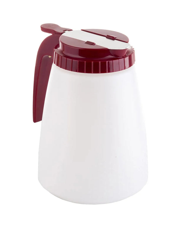 Bình Đựng Sốt Dạng Trụ Tablecraft 748R 1419 ml - Nhựa Polyethylene Trắng, Nắp ABS Đỏ