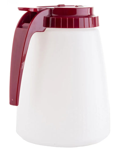 Bình Đựng Sốt Dạng Trụ Tablecraft 748R 1419 ml - Nhựa Polyethylene Trắng, Nắp ABS Đỏ