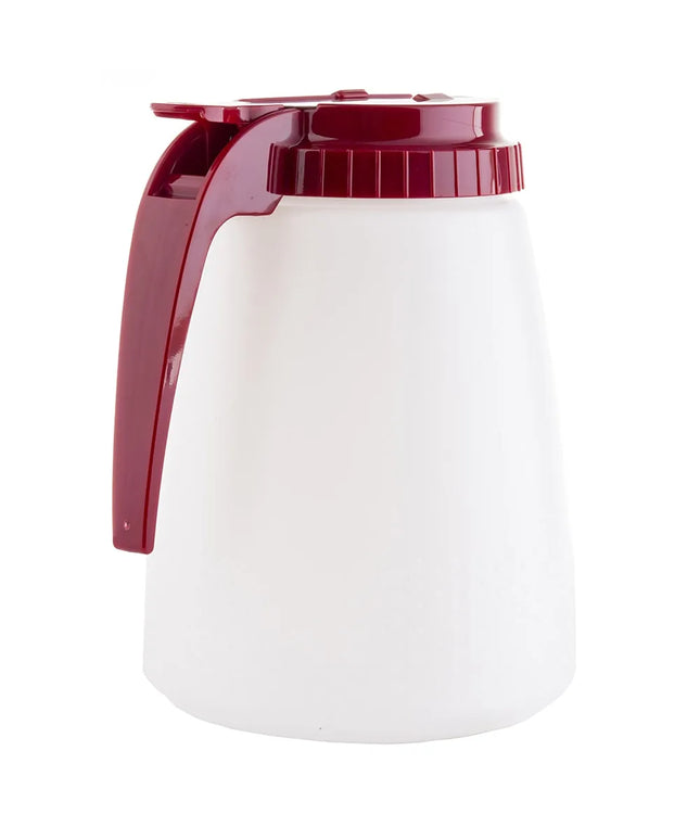 Bình Đựng Sốt Dạng Trụ Tablecraft 748R 1419 ml - Nhựa Polyethylene Trắng, Nắp ABS Đỏ