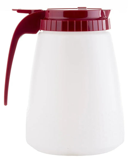 Bình Đựng Sốt Dạng Trụ Tablecraft 748R 1419 ml - Nhựa Polyethylene Trắng, Nắp ABS Đỏ