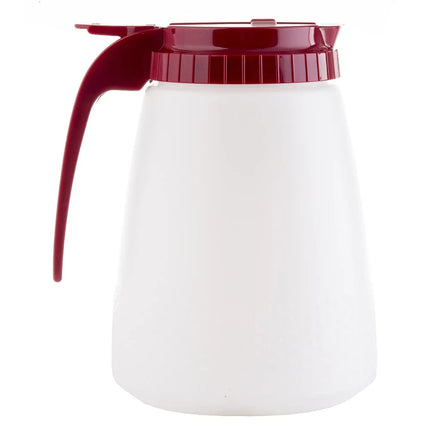 Bình Đựng Sốt Dạng Trụ Tablecraft 748R 1419 ml - Nhựa Polyethylene Trắng, Nắp ABS Đỏ
