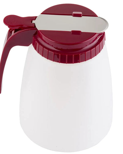 Bình Đựng Sốt Dạng Trụ Tablecraft 748R 1419 ml - Nhựa Polyethylene Trắng, Nắp ABS Đỏ
