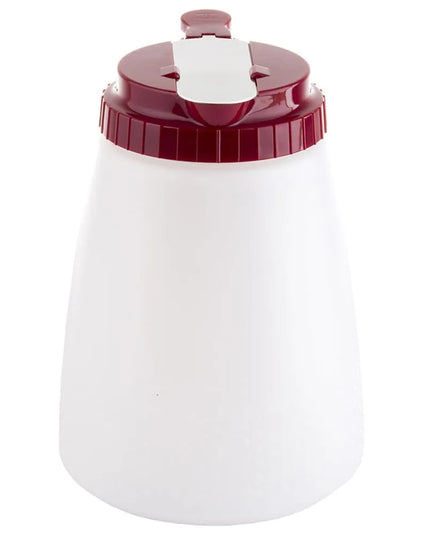 Bình Đựng Sốt Dạng Trụ Tablecraft 748R 1419 ml - Nhựa Polyethylene Trắng, Nắp ABS Đỏ