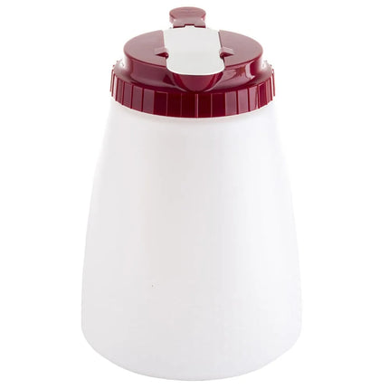 Bình Đựng Sốt Dạng Trụ Tablecraft 748R 1419 ml - Nhựa Polyethylene Trắng, Nắp ABS Đỏ