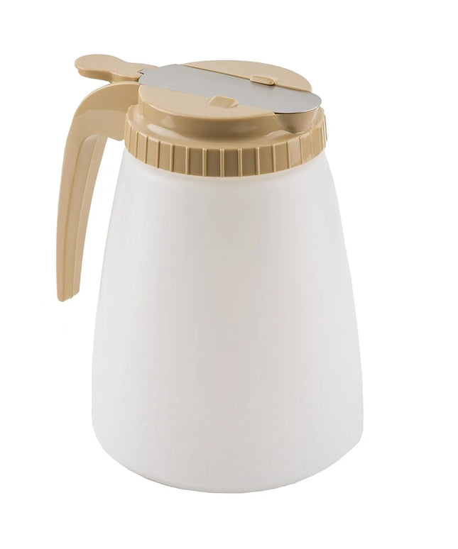 Bình Đựng Syrup Chống Nhỏ Giọt Đa Năng Tablecraft 748A Hình Trụ 1.4 l - Polyethylene Trắng, Nắp ABS Almond
