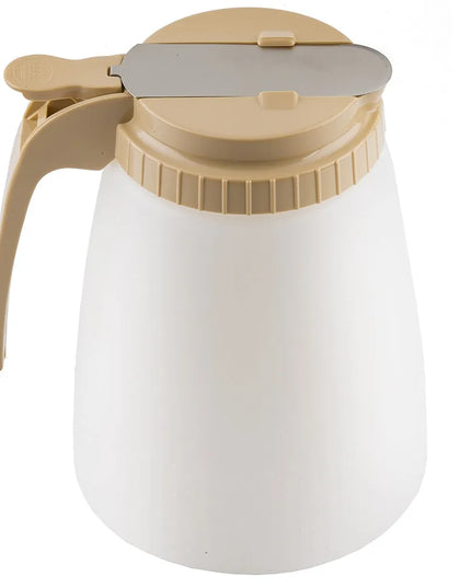 Bình Đựng Syrup Chống Nhỏ Giọt Đa Năng Tablecraft 748A Hình Trụ 1.4 l - Polyethylene Trắng, Nắp ABS Almond