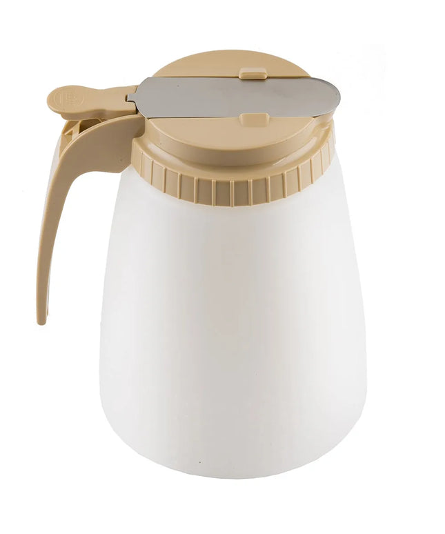 Bình Đựng Syrup Chống Nhỏ Giọt Đa Năng Tablecraft 748A Hình Trụ 1.4 l - Polyethylene Trắng, Nắp ABS Almond